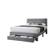 Pemberly Row Full Platform Bed with Drawer in Light Gray Corduroy