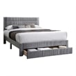 Pemberly Row Full Platform Bed with Drawer in Light Gray Corduroy