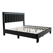 Pemberly Row Full Platform Bed with LED Headboard in Charcoal Gray