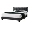 Pemberly Row Full Platform Bed with LED Headboard in Charcoal Gray