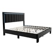 Pemberly Row Full Platform Bed with LED Headboard in Charcoal Gray