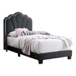 Pemberly Row Twin Platform Bed with LED Headboard in Charcoal Gray
