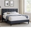 Pemberly Row Full Platform Bed with Wingback Headboard in Charcoal Linen