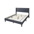 Pemberly Row Full Platform Bed with Tufted Wingback Headboard in Charcoal Burlap
