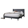 Pemberly Row Full Platform Bed with Tufted Wingback Headboard in Charcoal Burlap