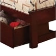 Pemberly Row Twin Size Bed with Slatted Headboard and Drawers in Cherry Brown