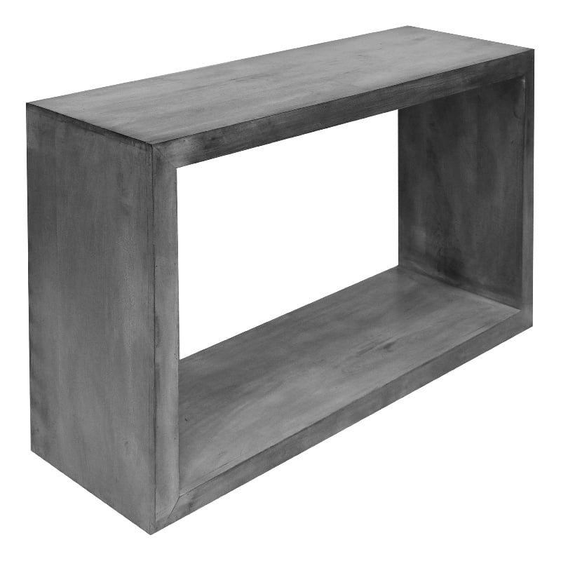 Pemberly Row 52-Inch Cube Shape Wooden Console Table in Charcoal Gray