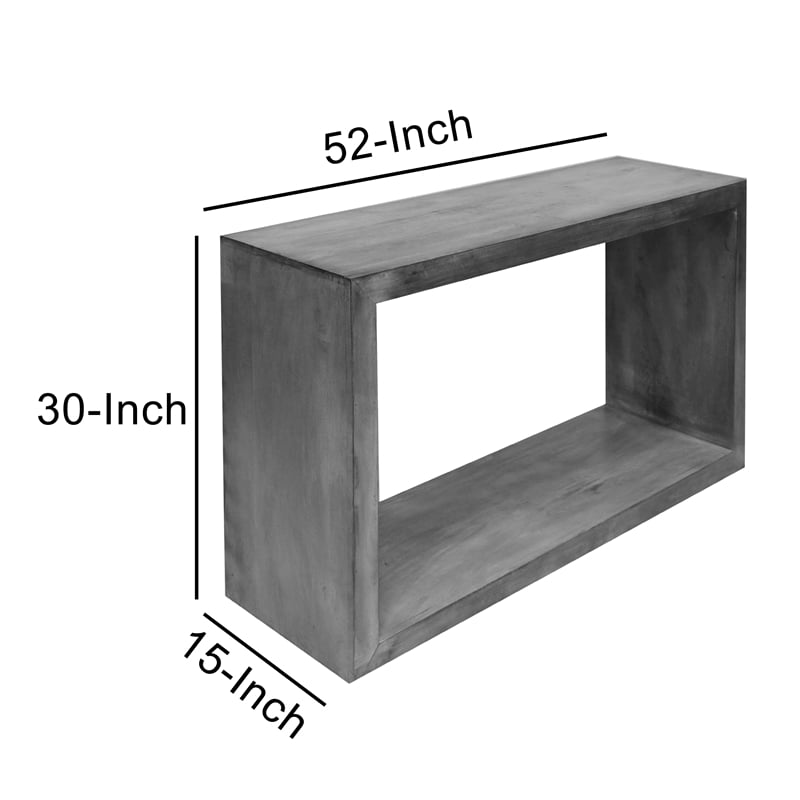 Pemberly Row 52-Inch Cube Shape Wooden Console Table in Charcoal Gray