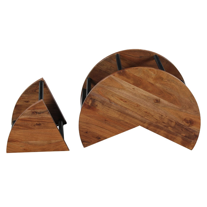Pemberly Row 30-Inch Round Coffee Table with 3-Piece Split Design