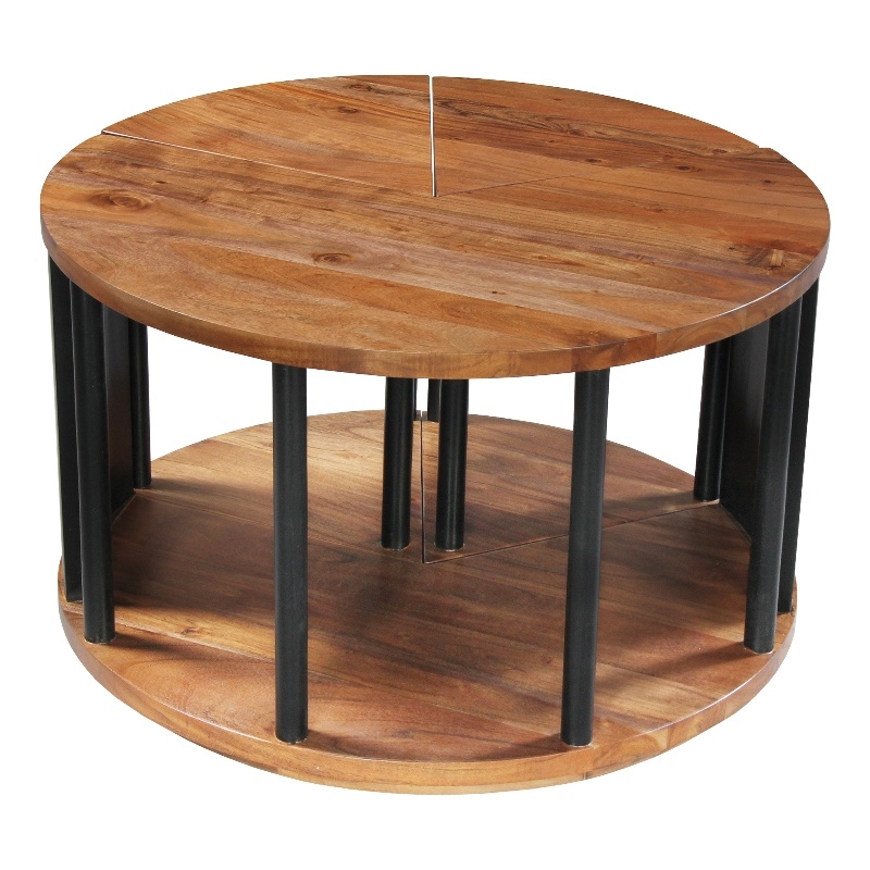 Pemberly Row 30-Inch Round Coffee Table with 3-Piece Split Design