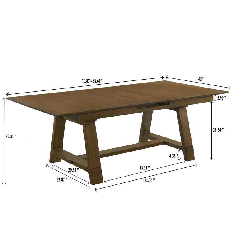 Pemberly Row Extendable Dining Table with Trestle Base in Hickory Brown