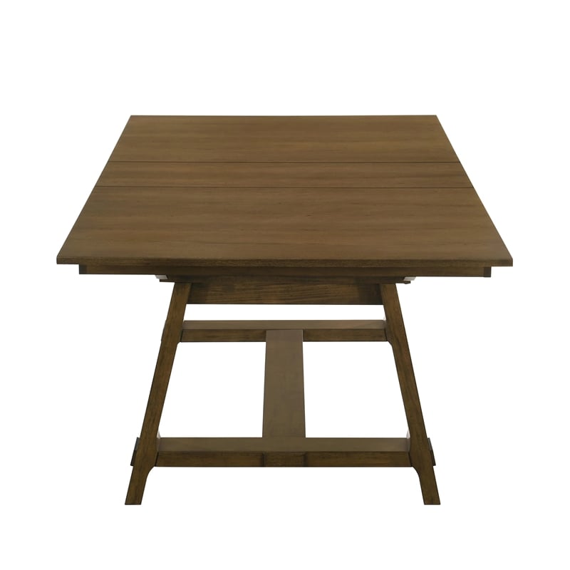 Pemberly Row Extendable Dining Table with Trestle Base in Hickory Brown