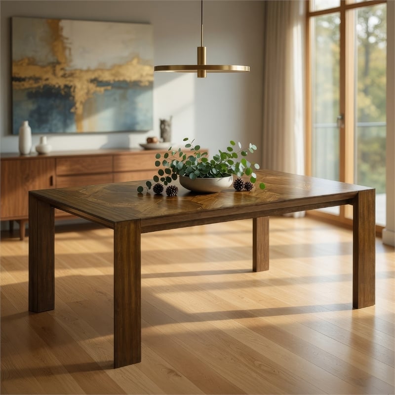 Pemberly Row 71-Inch Rectangular Dining Table in Warm Brown Wood