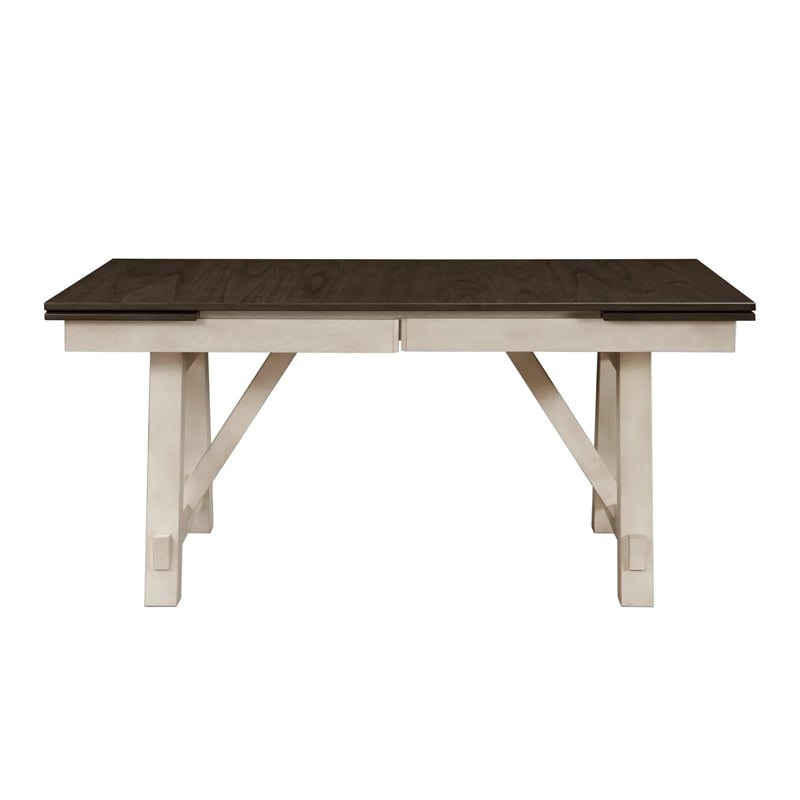 Pemberly Row Extendable Dining Table with 2 Leaves in Gray and Antique White