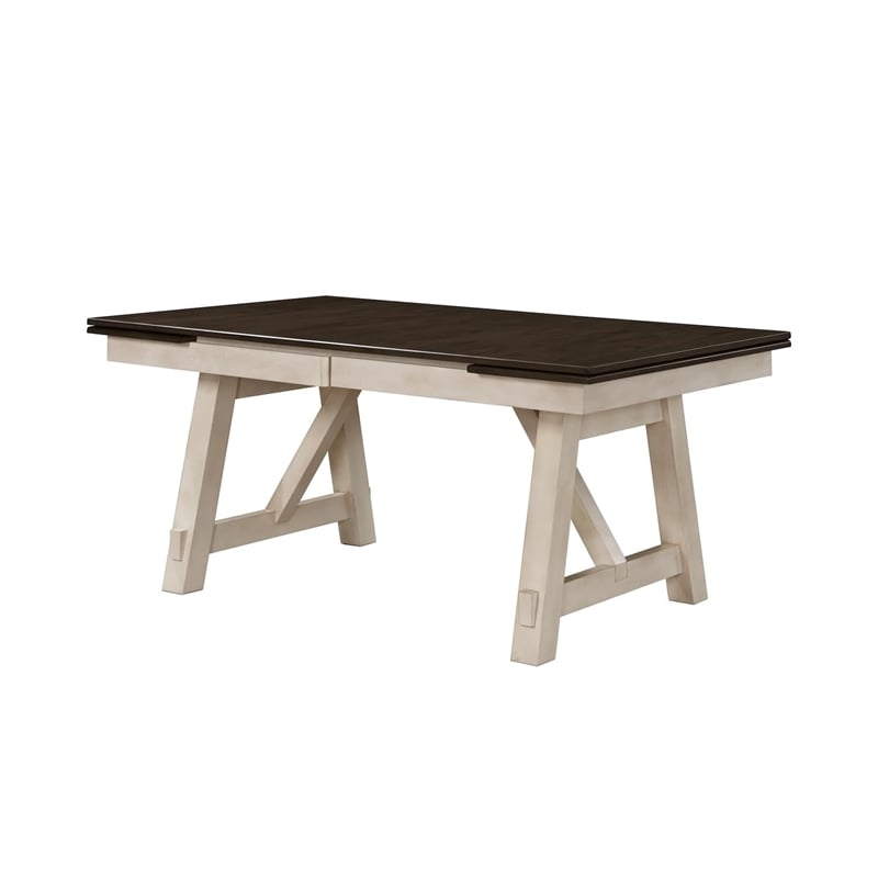 Pemberly Row Extendable Dining Table with 2 Leaves in Gray and Antique White
