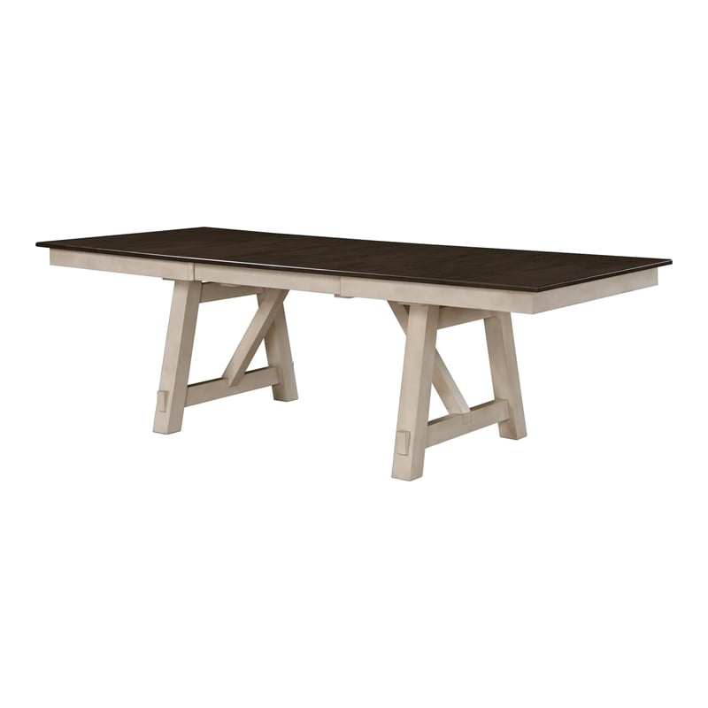 Pemberly Row Extendable Dining Table with 2 Leaves in Gray and Antique White