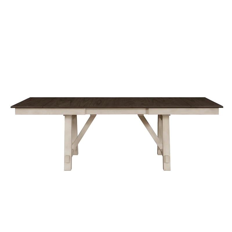 Pemberly Row Extendable Dining Table with 2 Leaves in Gray and Antique White