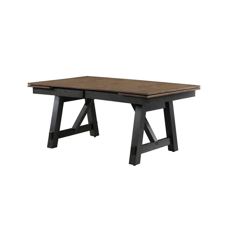 Pemberly Row Extendable Dining Table with 2 Leaves in Brown and Black