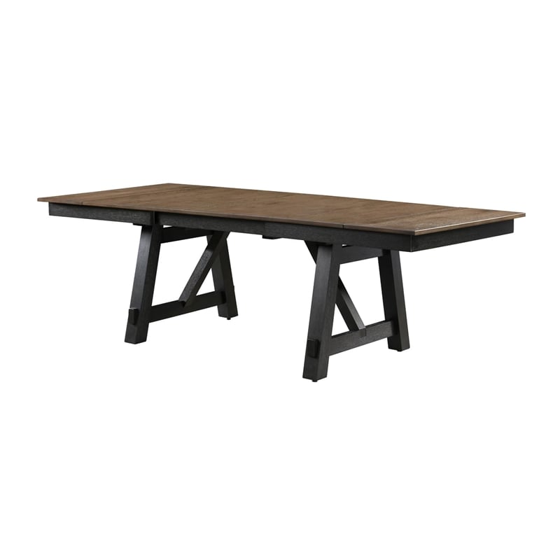 Pemberly Row Extendable Dining Table with 2 Leaves in Brown and Black