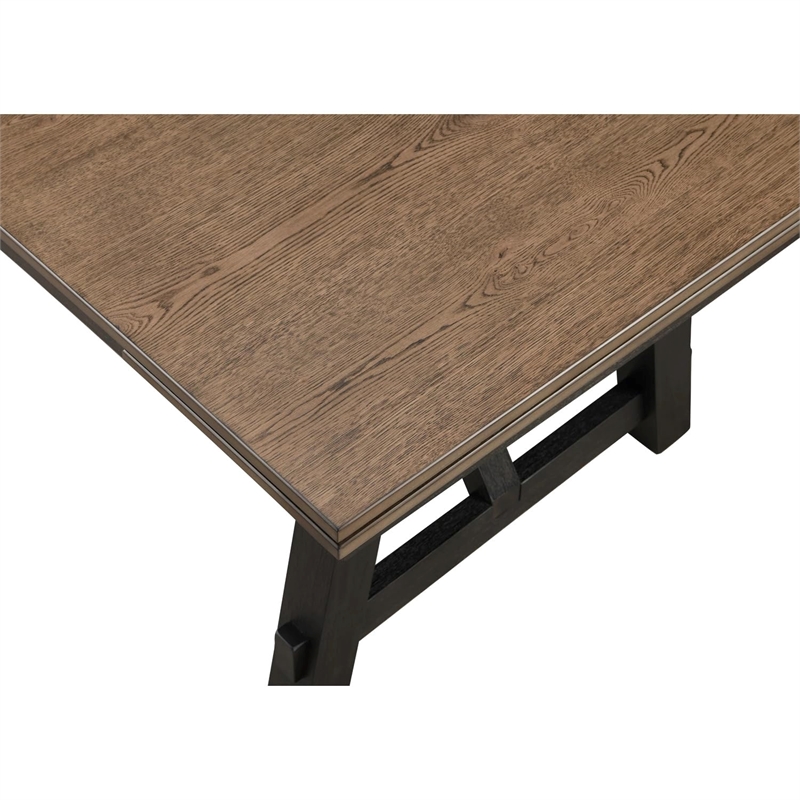 Pemberly Row Extendable Dining Table with 2 Leaves in Brown and Black