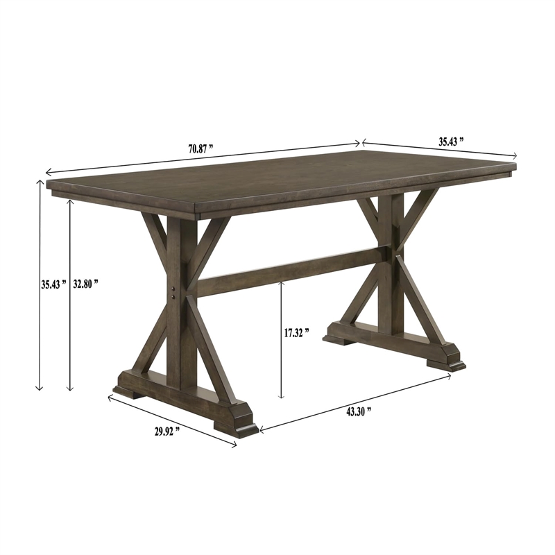Pemberly Row 71-Inch Counter Height Dining Table in Khaki Brown