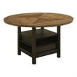 Pemberly Row Counter Height Table with Lazy Susan and Shelves in Black and Brown