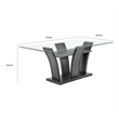 Pemberly Row 72-Inch Glass Top Dining Table with Pedestal in Dark Gray