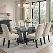 Pemberly Row 72-Inch Glass Top Dining Table with Pedestal in Dark Gray