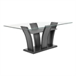 Pemberly Row 72-Inch Glass Top Dining Table with Pedestal in Dark Gray