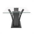 Pemberly Row 72-Inch Glass Top Dining Table with Pedestal in Dark Gray