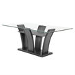Pemberly Row 72-Inch Glass Top Dining Table with Pedestal in Dark Gray