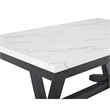 Pemberly Row 72-Inch Dining Table with White Faux Marble Top and Trestle Base