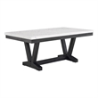 Pemberly Row 72-Inch Dining Table with White Faux Marble Top and Trestle Base