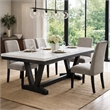 Pemberly Row 72-Inch Dining Table with White Marble Top and Black Trestle Base