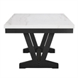 Pemberly Row 72-Inch Dining Table with White Marble Top and Black Trestle Base