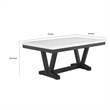 Pemberly Row 72-Inch Dining Table with White Marble Top and Black Trestle Base