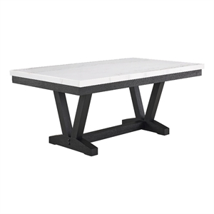 Pemberly Row 72-Inch Dining Table with White Marble Top and Black Trestle Base