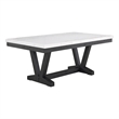 Pemberly Row 72-Inch Dining Table with White Marble Top and Black Trestle Base
