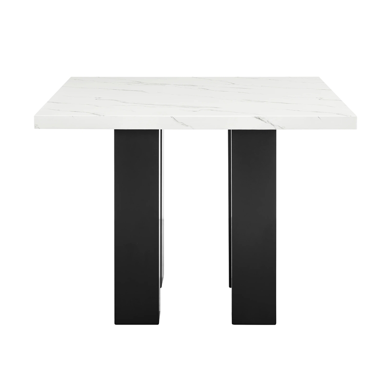 Pemberly Row 48-Inch Counter Height Table with Faux Marble Top in Black