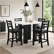 Pemberly Row 48-Inch Counter Height Table with Faux Marble Top in Black