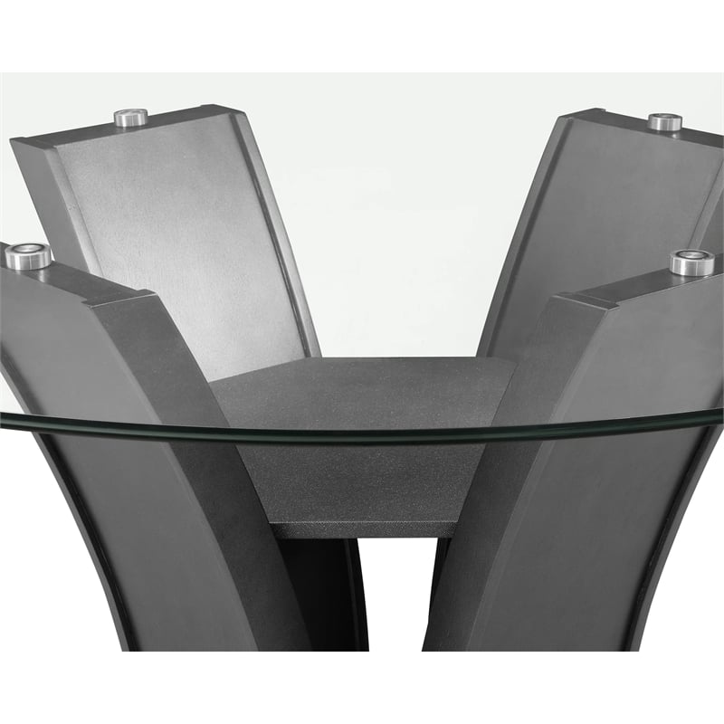 Pemberly Row 54-Inch Glass Top Counter Height Table with Pedestal in Dark Gray