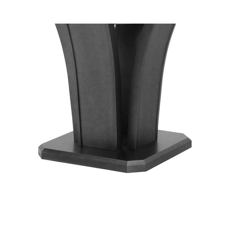 Pemberly Row 54-Inch Glass Top Counter Height Table with Pedestal in Dark Gray