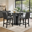 Pemberly Row 54-Inch Glass Top Counter Height Table with Pedestal in Dark Gray