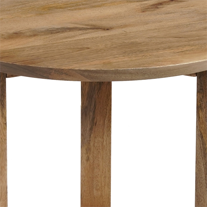Pemberly Row 18.5-Inch Round Handcrafted Side Table in Natural Brown Mango Wood