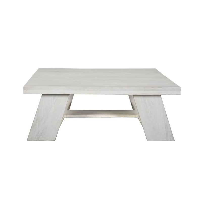 Pemberly Row 40-Inch Square Coffee Table in Biscotti White Mango Wood