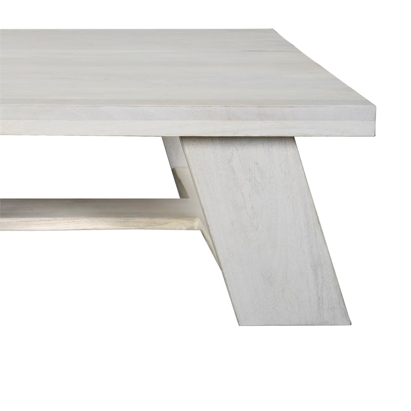 Pemberly Row 40-Inch Square Coffee Table in Biscotti White Mango Wood