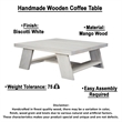 Pemberly Row 40-Inch Square Coffee Table in Biscotti White Mango Wood