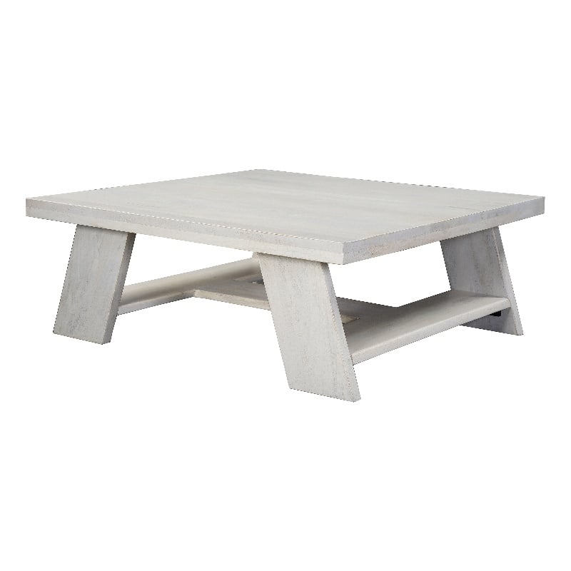 Pemberly Row 40-Inch Square Coffee Table in Biscotti White Mango Wood