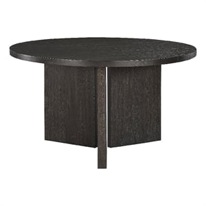 Pemberly Row 54-Inch Round Dining Table with Pedestal Base in Ebony Black