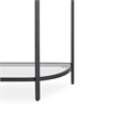 Pemberly Row 36-Inch Demilune Glass Console Table with Shelf in Black Iron